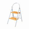 2 Step Stool with Orange Treads - Top tread height:0.45m (1'6&quot;)