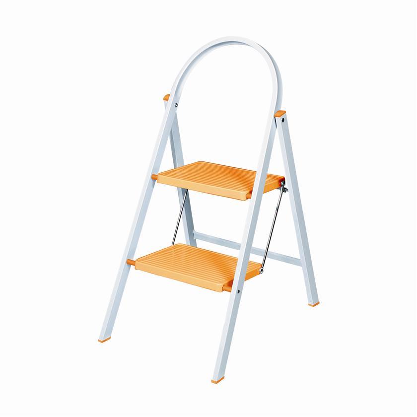 2 Step Stool with Orange Treads - Top tread height:0.45m (1'6")